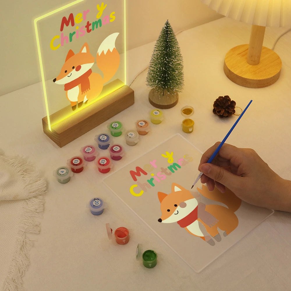 Paint by Numbers - Christmas Light | Winter Fox with a Red Scarf