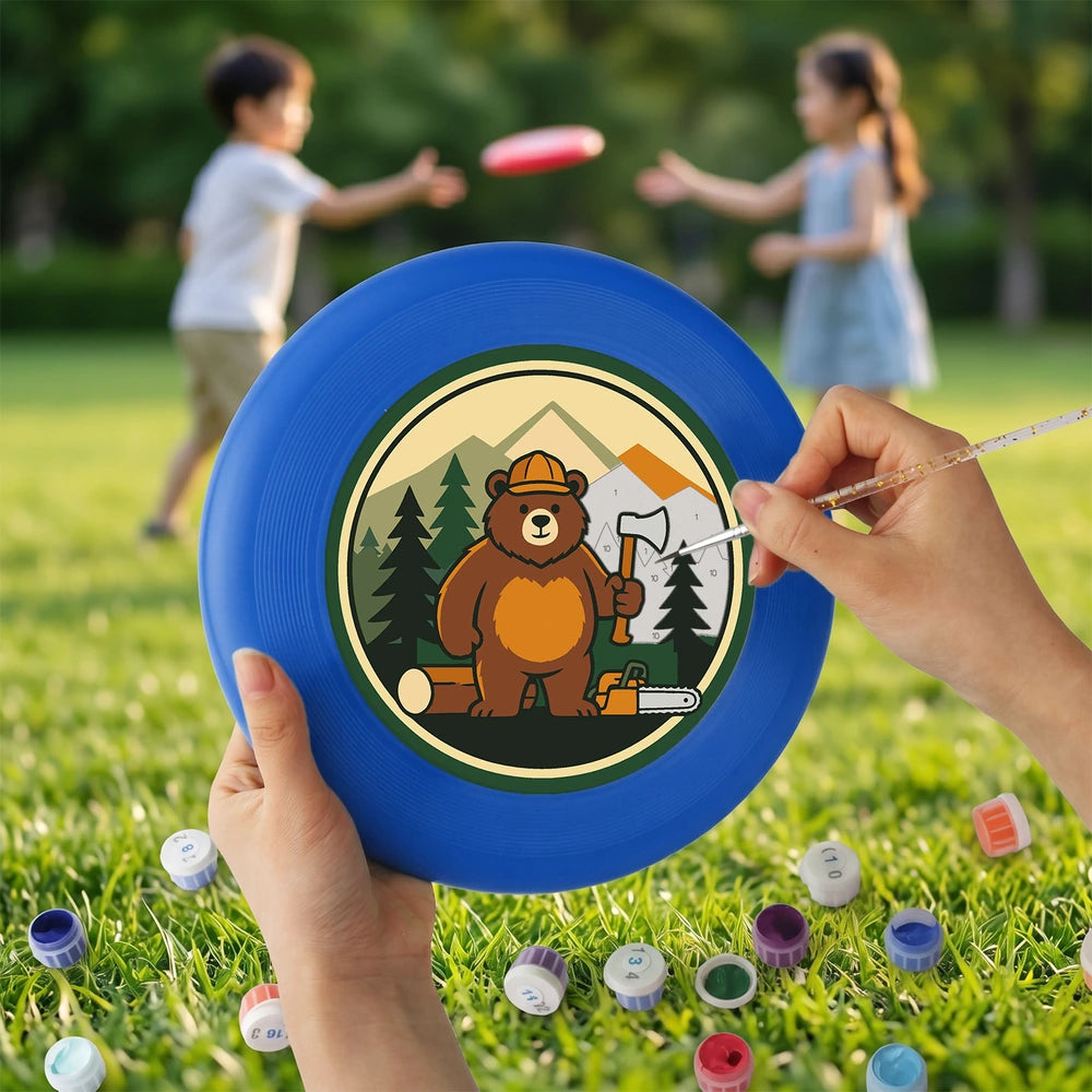 Paint by Numbers - Frisbee | Camping Bear with an Axe