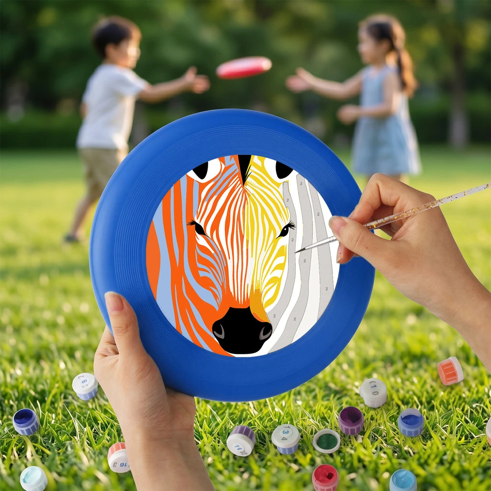 
Paint by Numbers - Frisbee | Colorful Zebra Face
