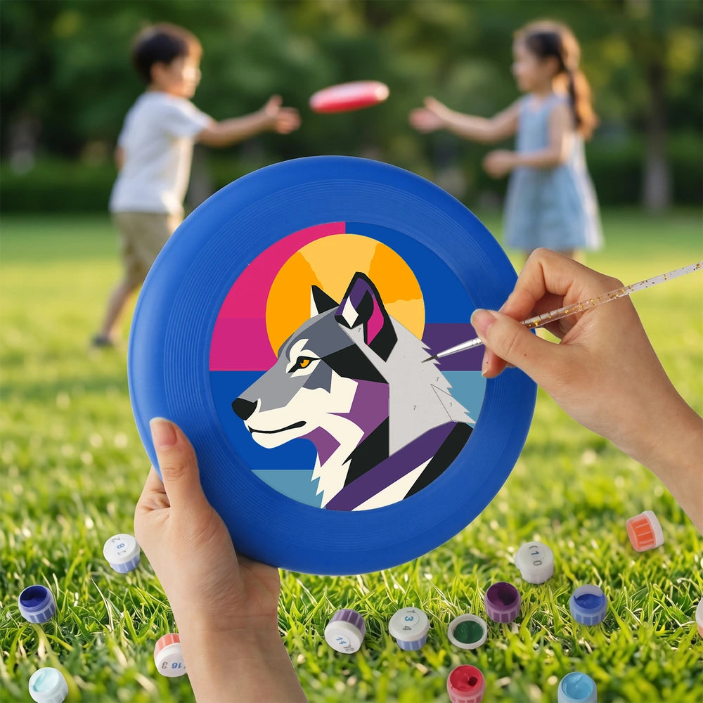 
Paint by Numbers - Frisbee | Geometric Wolf Head