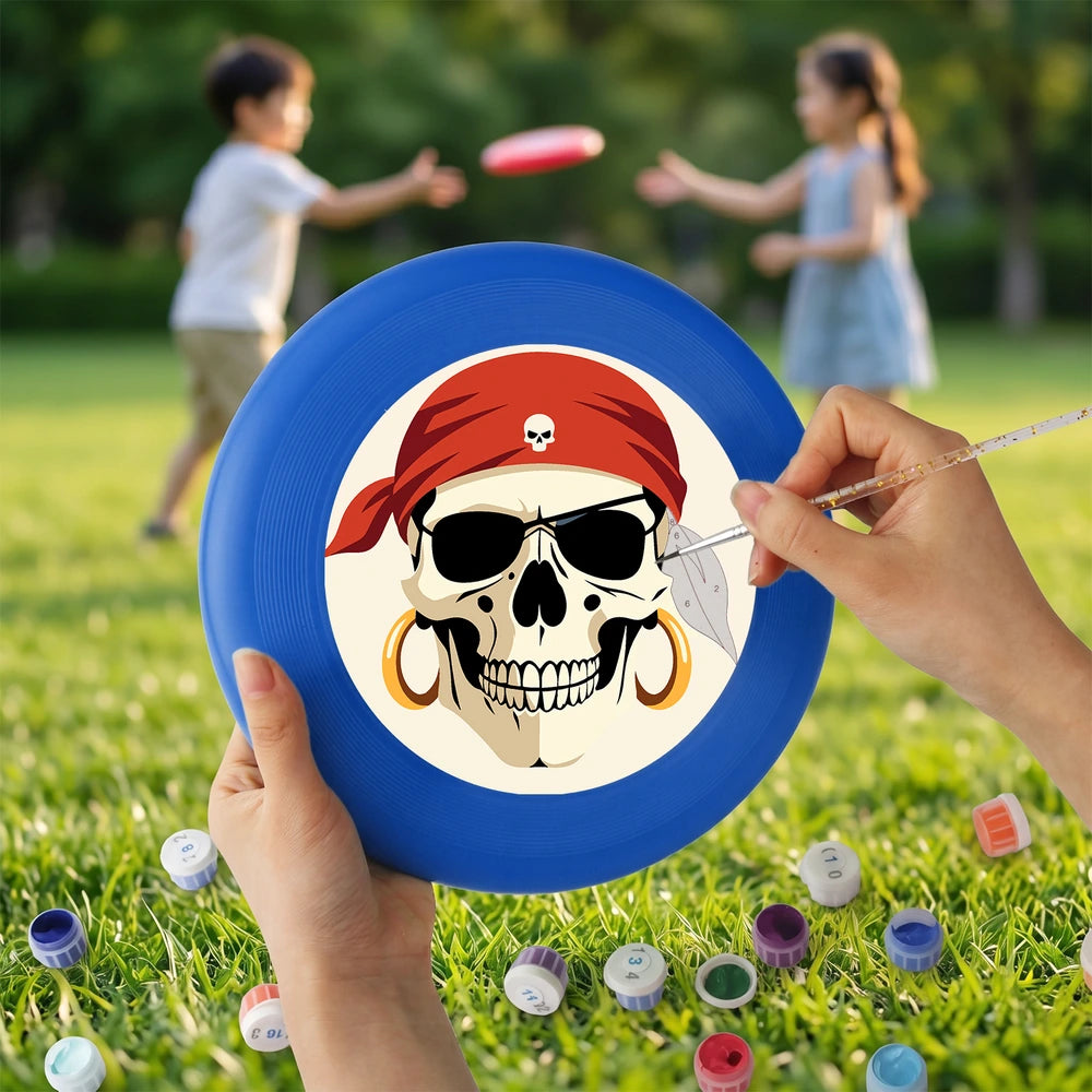 
Paint by Numbers - Frisbee | Pirate Skull in Red