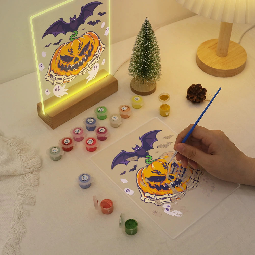 
Paint by Numbers - Halloween Light | Bat over the Grinning Pumpkin