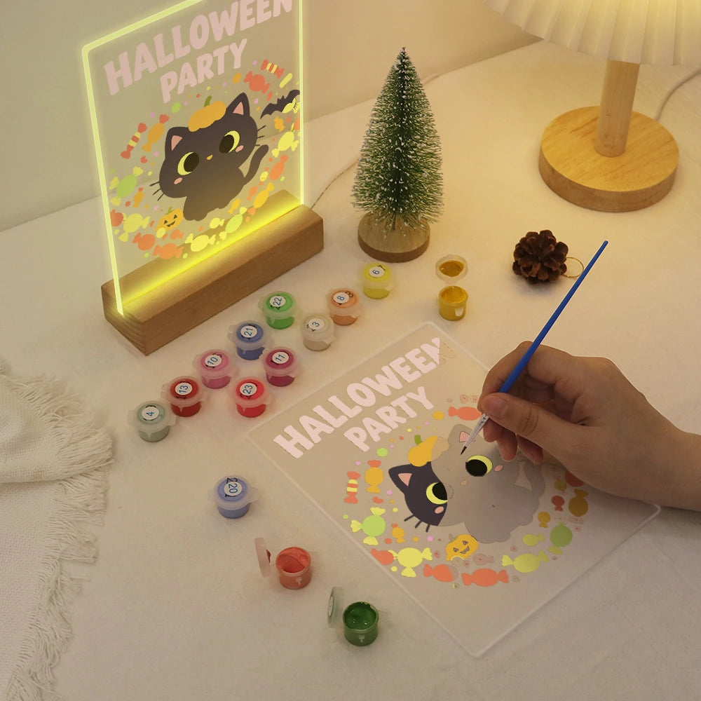Paint by Numbers - Halloween Light | Halloween Party Kitten