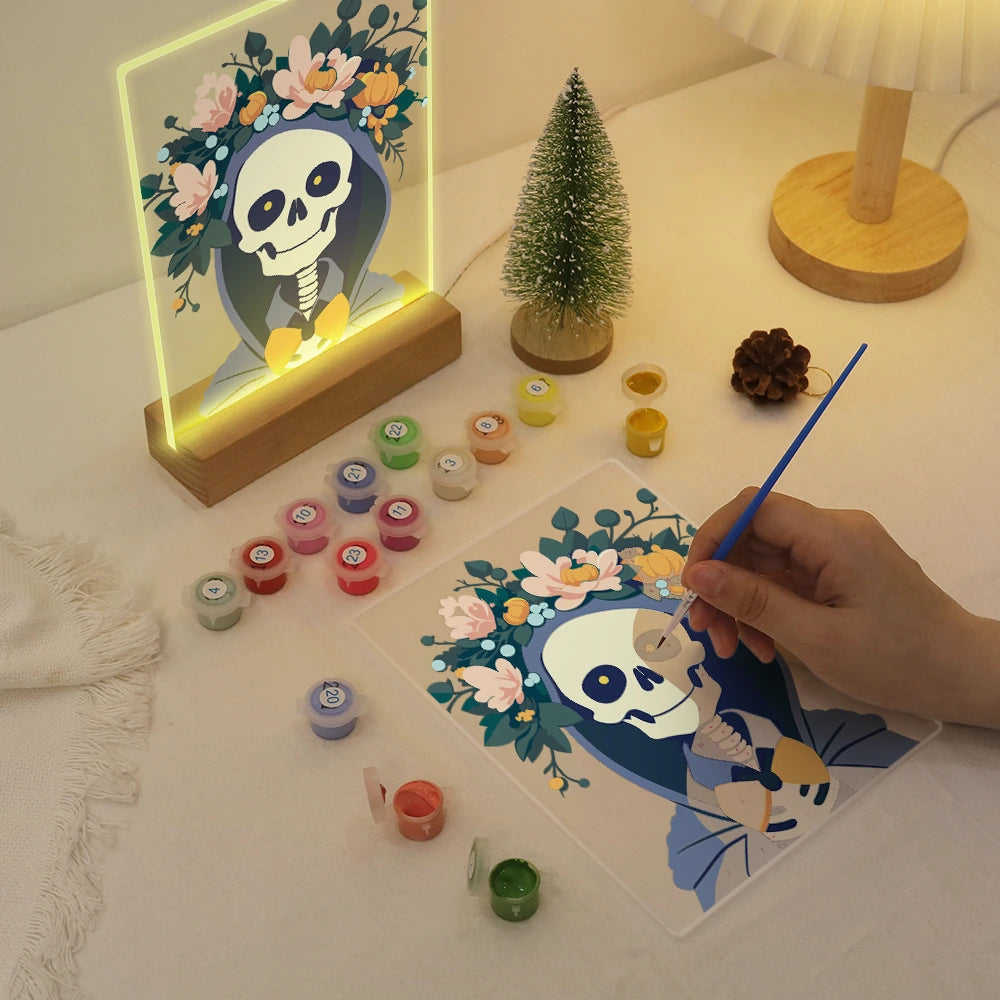 
Paint by Numbers - Halloween Light | Reaper with Flower Wreath