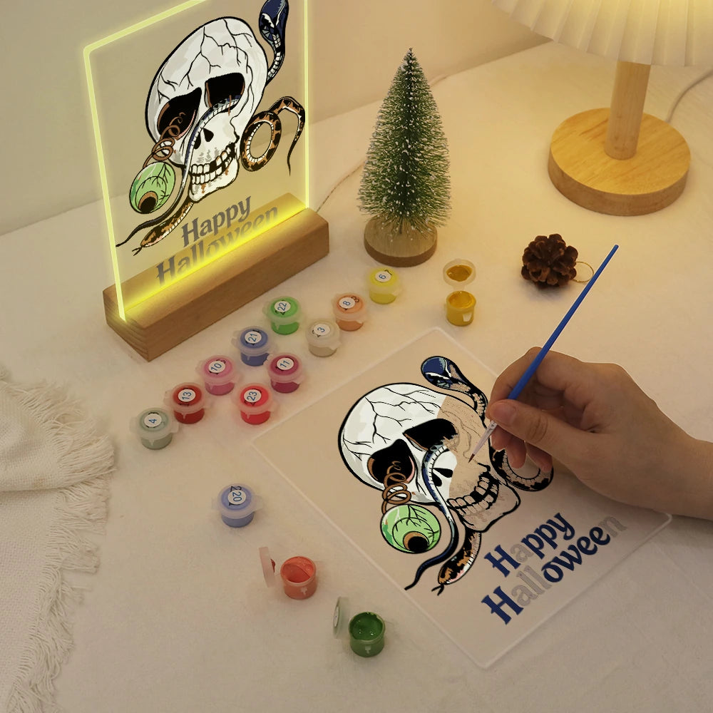 Paint by Numbers - Halloween Light | Skull with Snake and Eye