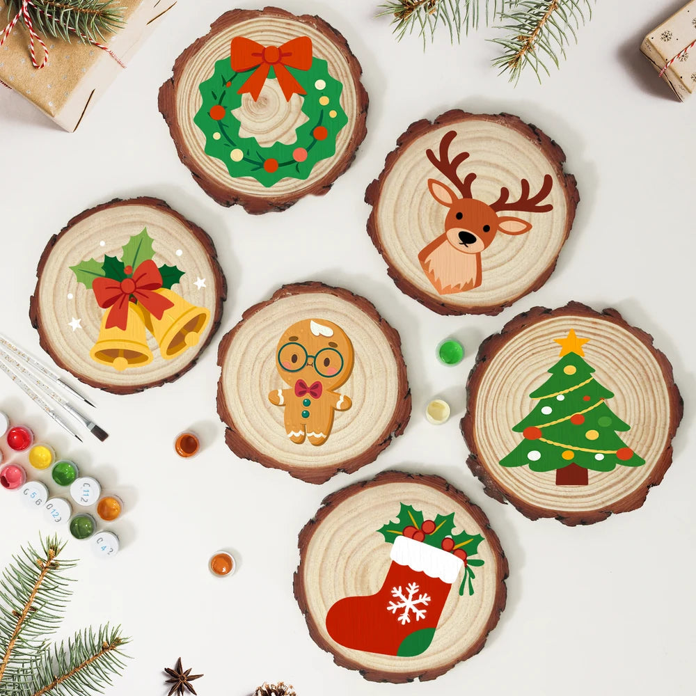 Paint by Numbers - Wood Slice | Gingerbread Man with Glasses