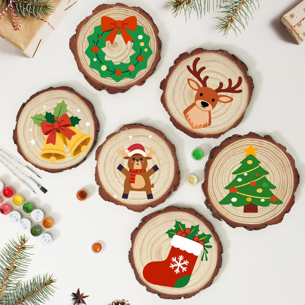 Paint by Numbers - Wood Slice | Reindeer in a Scarf