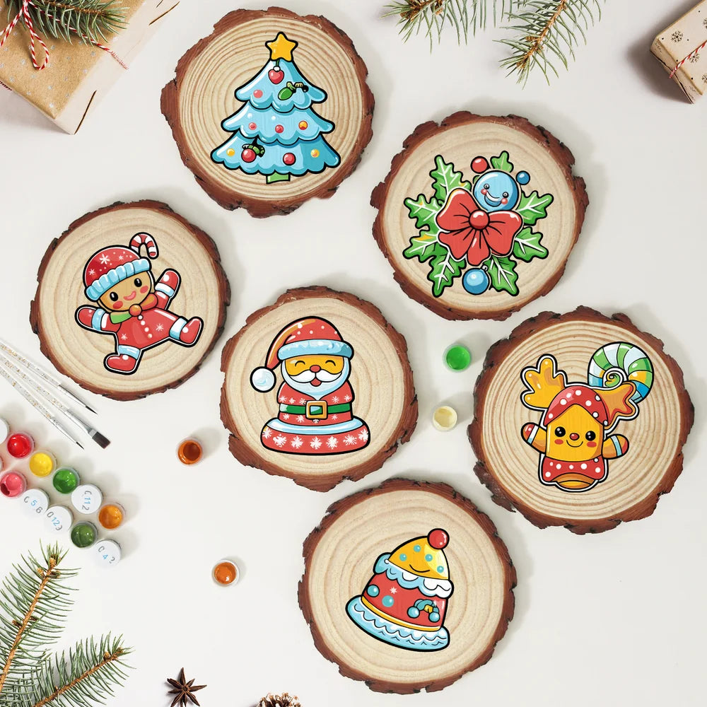 
Paint by Numbers - Wood Slice | Santa Cookie