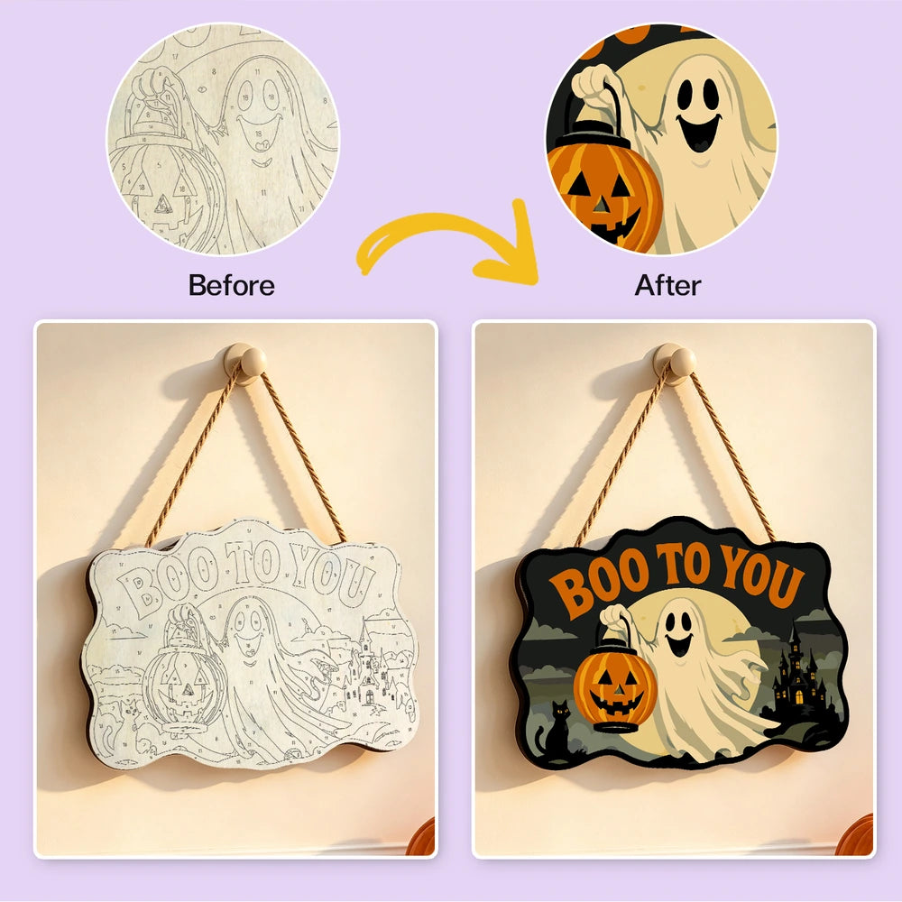 
Paint by Numbers - Wooden Door Hanger | Boo to You