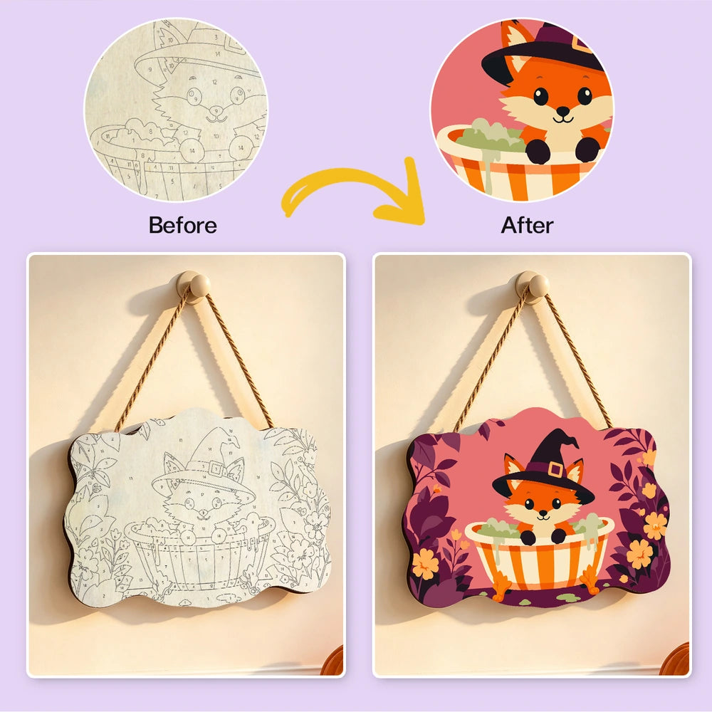 Paint by Numbers - Wooden Door Hanger | Fox Witch in the Bathtub