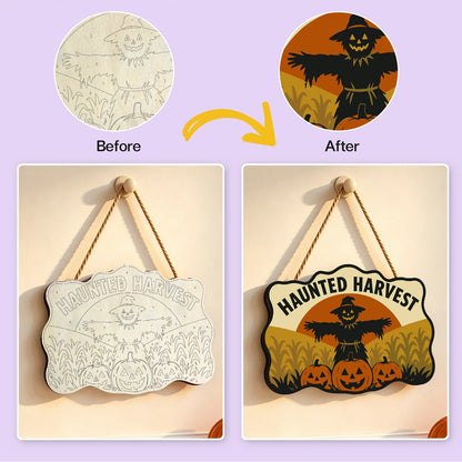 Paint by Numbers - Wooden Door Hanger | Haunted Harvest