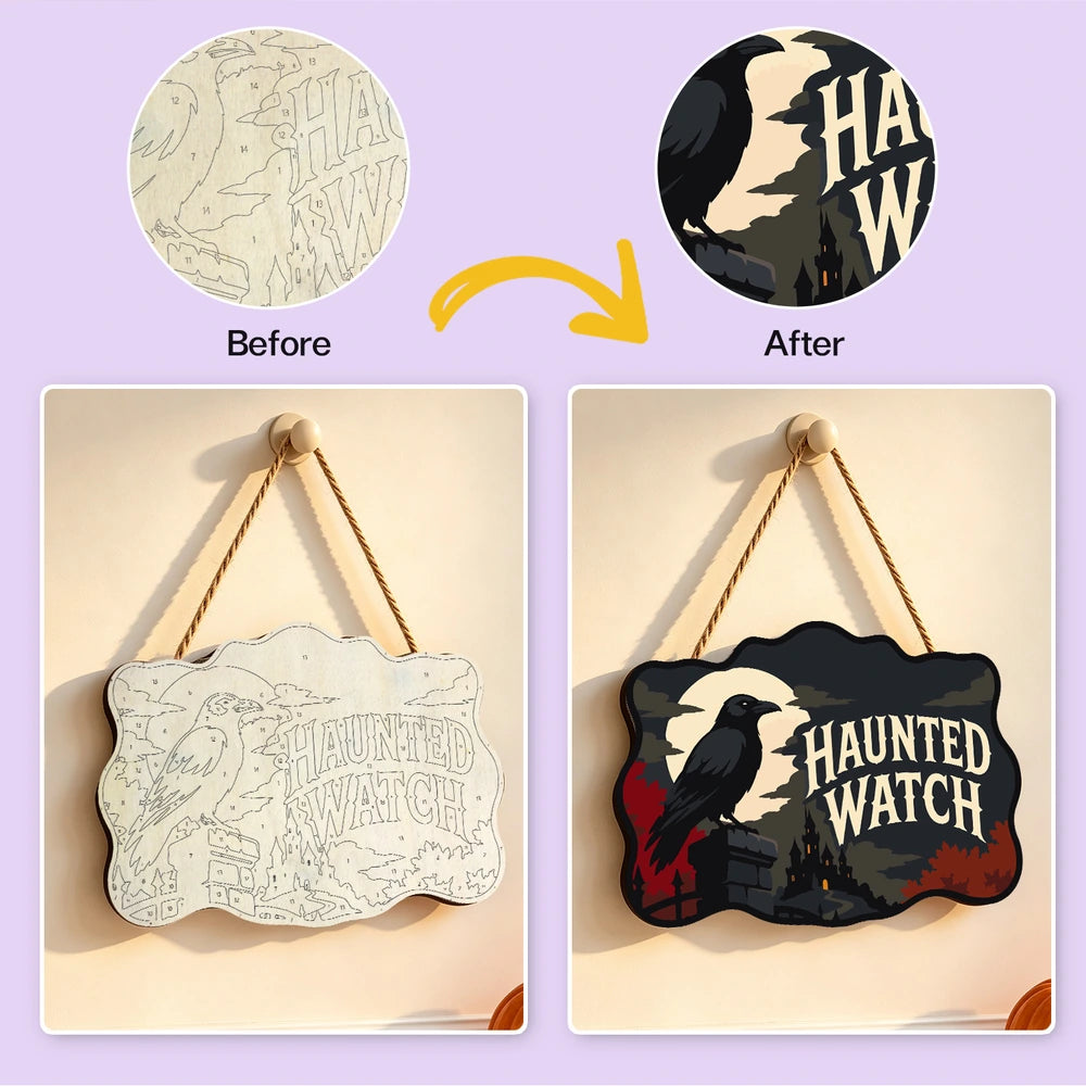 Paint by Numbers - Wooden Door Hanger | Haunted Watch