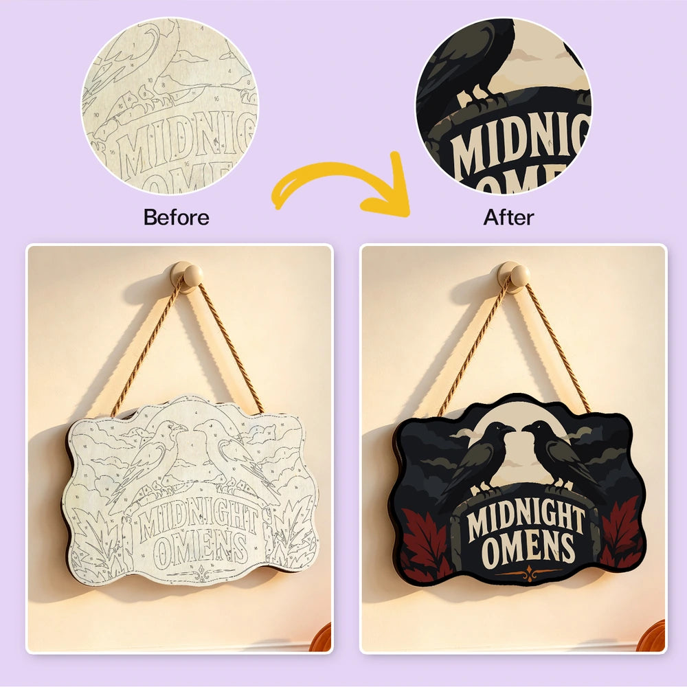 Paint by Numbers - Wooden Door Hanger | Midnight Omens