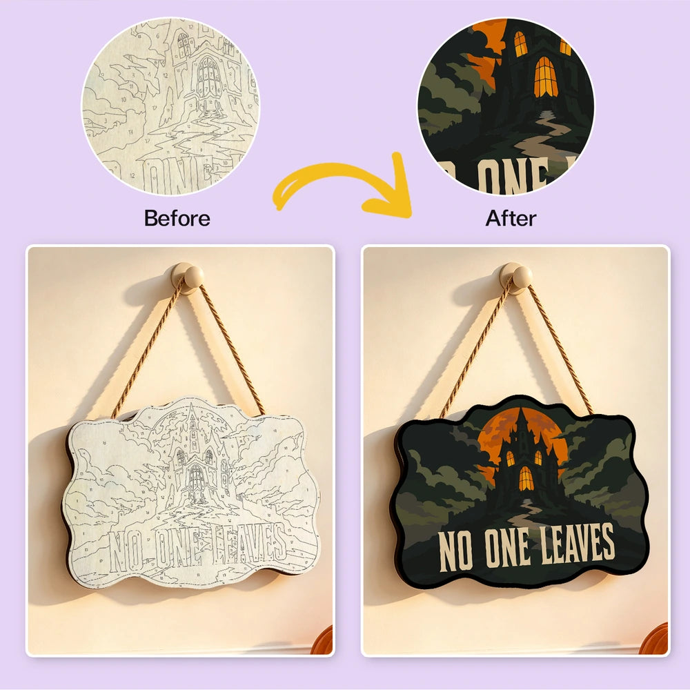 Paint by Numbers - Wooden Door Hanger | No One Leaves