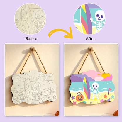 Paint by Numbers - Wooden Door Hanger | Skeleton at the Beach