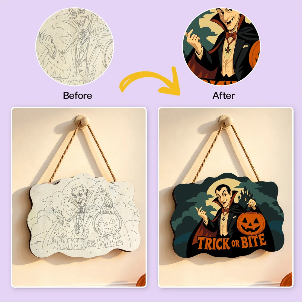 Paint by Numbers - Wooden Door Hanger | Trick or Bite