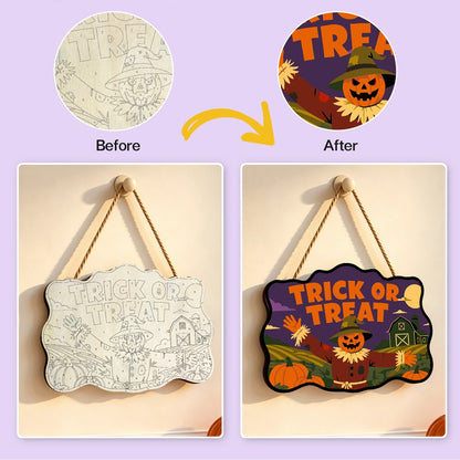 Paint by Numbers - Wooden Door Hanger | Trick or Treat Scarecrow at the Barn