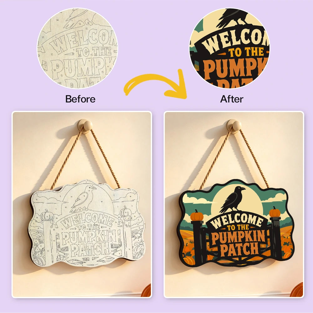 
Paint by Numbers - Wooden Door Hanger | Welcome to the Pumpkin Patch Gate