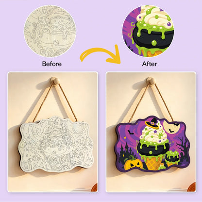 Paint by Numbers - Wooden Door Hanger | Witch's Cauldron Ice Cream