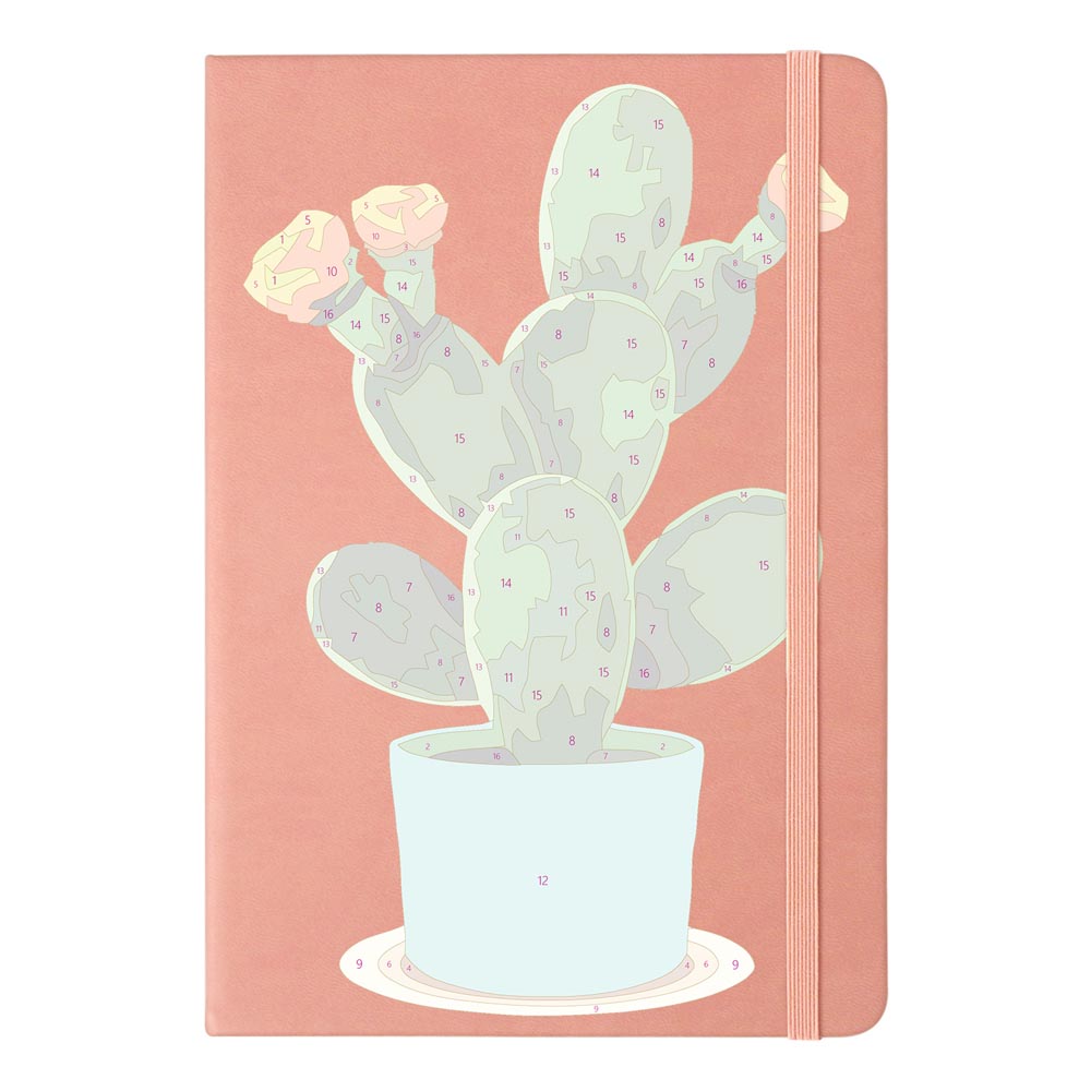 Paint by Numbers Hardcover Journal Notebook - Flowering Cactus