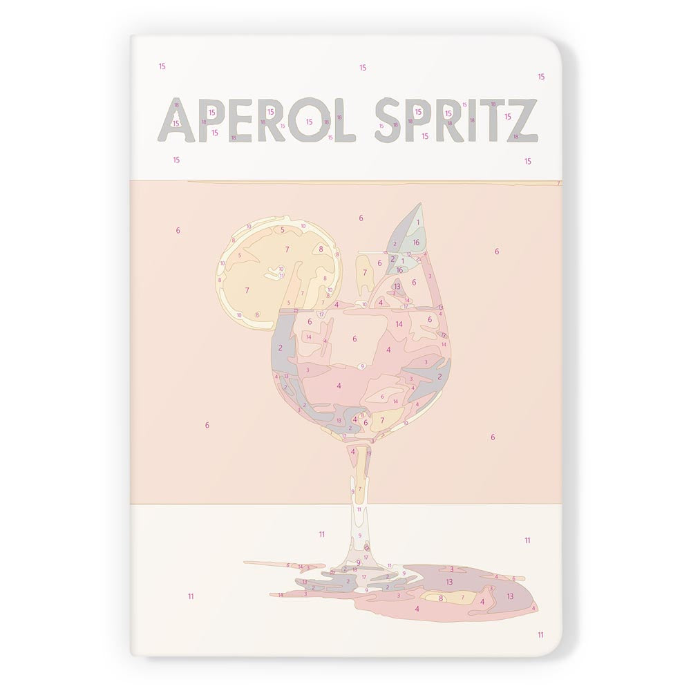 Paint by Numbers Hardcover Journal Notebook - Aperol Spritz Cocktail