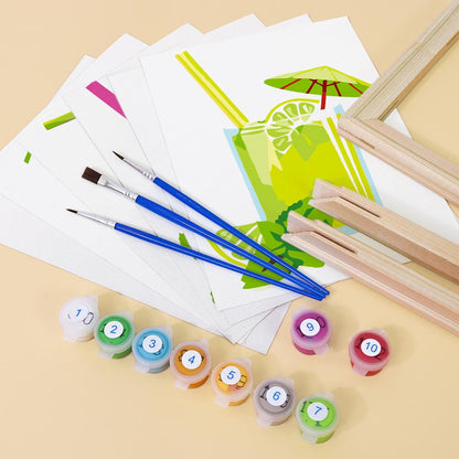 Paint by Numbers – 6 Mini Paintings | Summer Fruit Drinks Collection