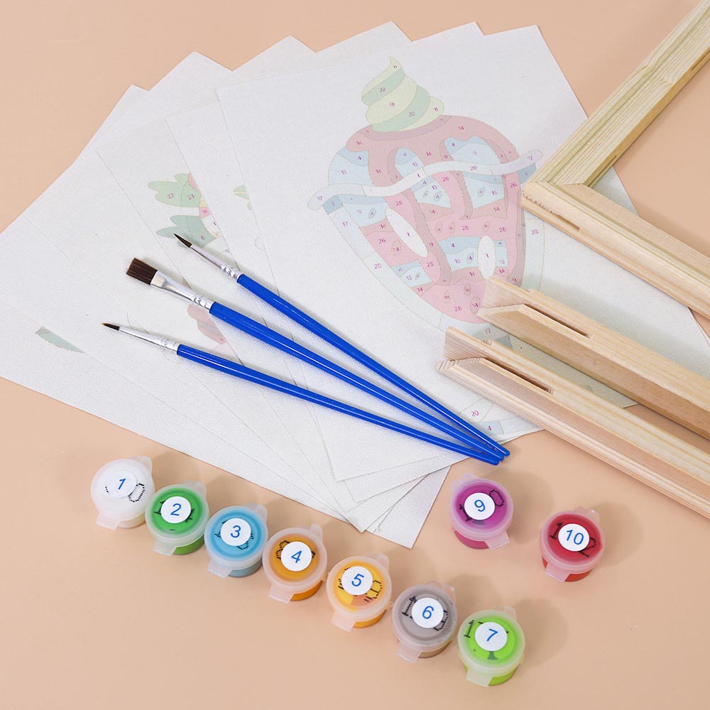 
Paint by Numbers – 6 Mini Paintings | Colorful Ice Cream Delights Set