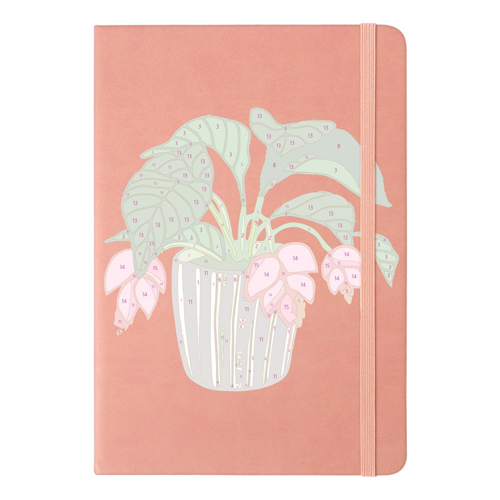 Paint by Numbers Hardcover Journal Notebook - Flowering Potted Plant