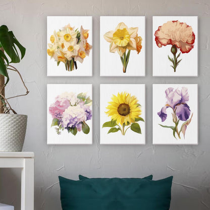 Paint by Numbers – 6 Mini Paintings | Floral Favorites Set