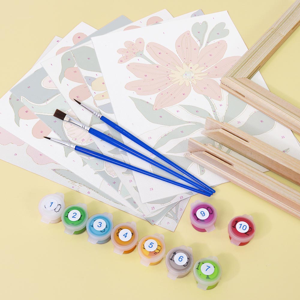 
Paint by Numbers – 6 Mini Paintings | Vibrant Floral Garden Set