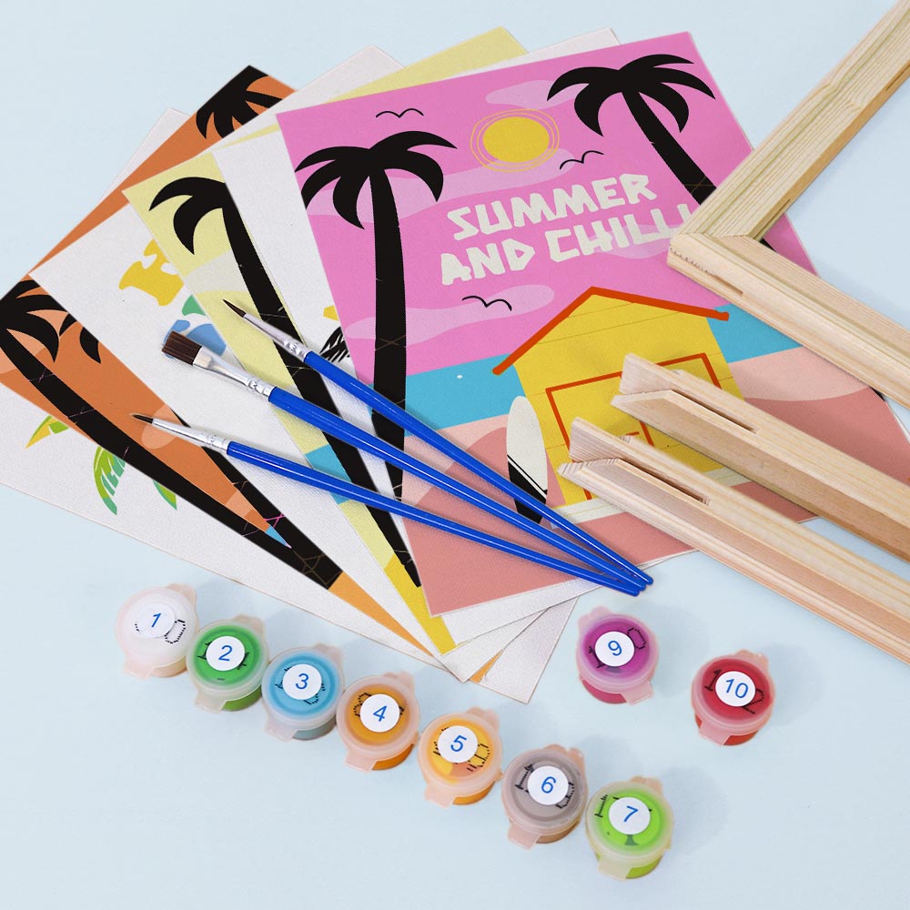 Paint by Numbers – 6 Mini Paintings | Retro Summer Holiday Set
