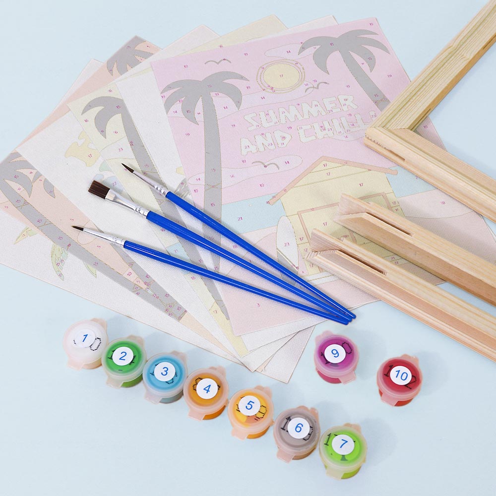 Paint by Numbers – 6 Mini Paintings | Retro Summer Holiday Set