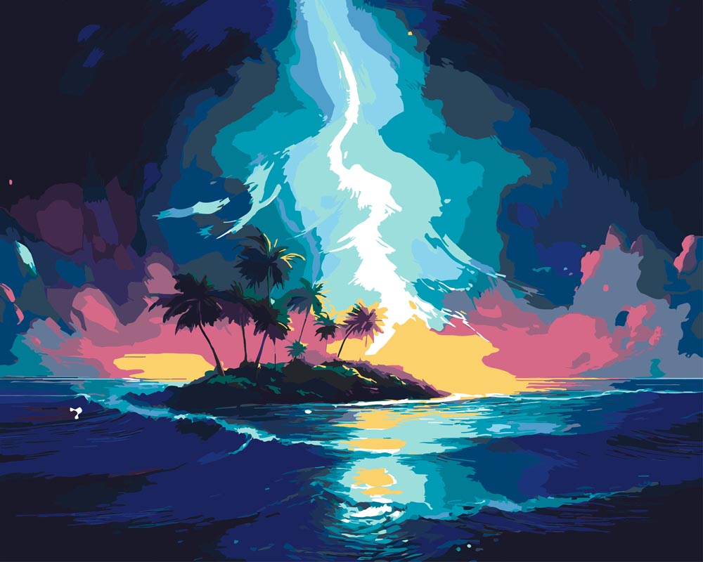 Paint By Numbers - Stormy Island 0030 - by Guenter Puschmann