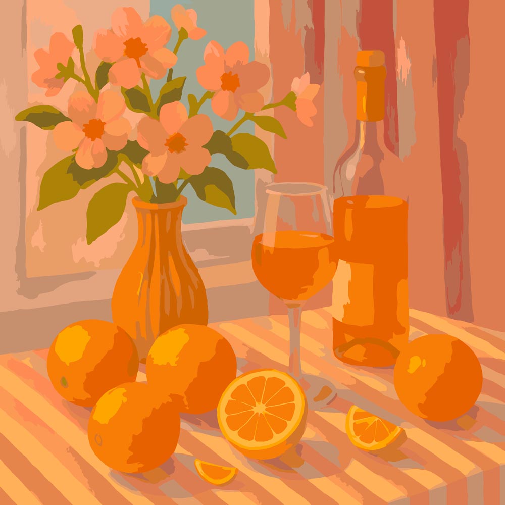 
Paint by Numbers - Citrus & Rosé Still Life by the Window