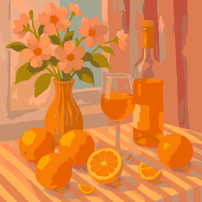 Paint by Numbers - Citrus & Rosé Still Life by the Window