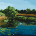 Paint by Numbers – Quiet Meadow Stream under Clouds - by Mariia Sukalova