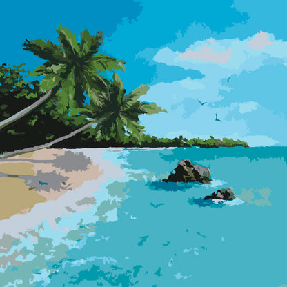 Paint by Numbers – Warm Sunset over Green Meadow - by Mariia Sukalova