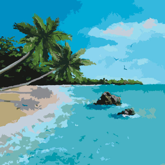 Paint by Numbers – Warm Sunset over Green Meadow - by Mariia Sukalova