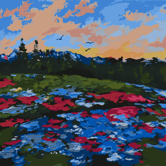 Paint by Numbers – Blue Flowers in a Ceramic Vase - by Mariia Sukalova