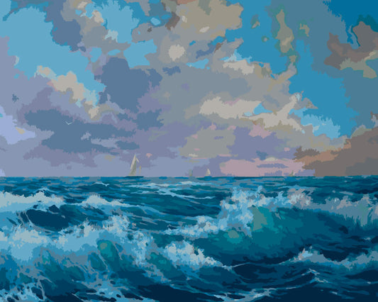 Paint by Numbers – Rolling Hills beneath Soft Sky - by Mariia Sukalova