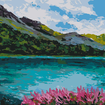 Paint by Numbers - Turquoise Boat at Sea - by Mariia Sukalova