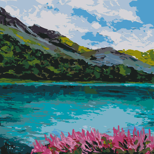 Paint by Numbers - Turquoise Boat at Sea - by Mariia Sukalova