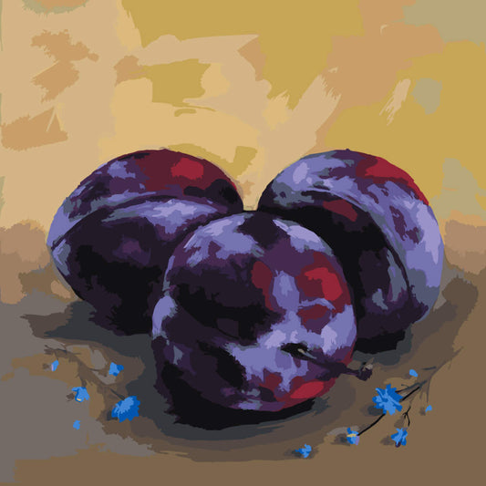 Paint by Numbers - Lone Tree and Blue Flowers - by Mariia Sukalova