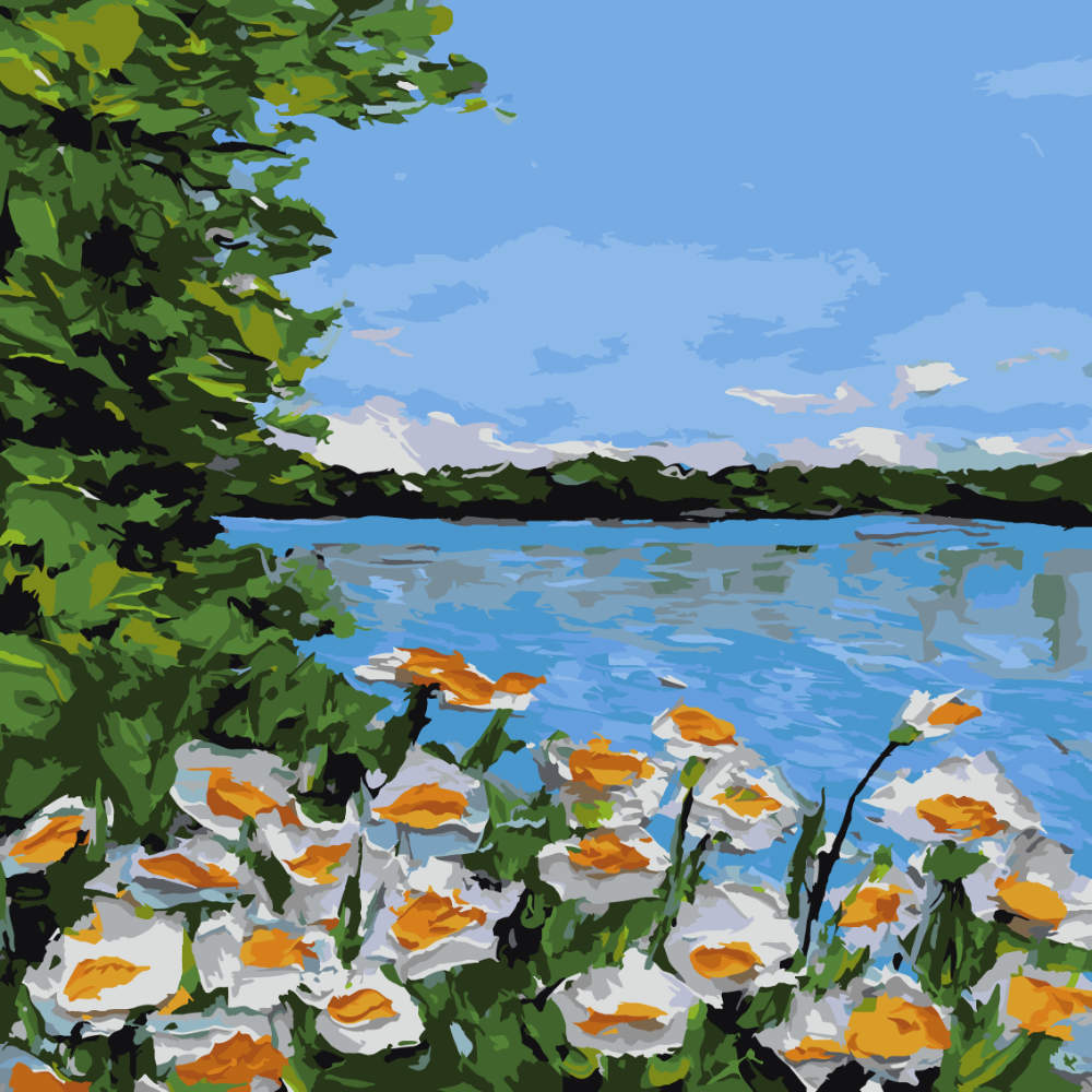 Paint by Numbers - Sunflower Field at Sunset - by Mariia Sukalova