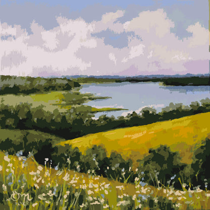 Paint by Numbers - Meadow Stream at Dusk - by Mariia Sukalova