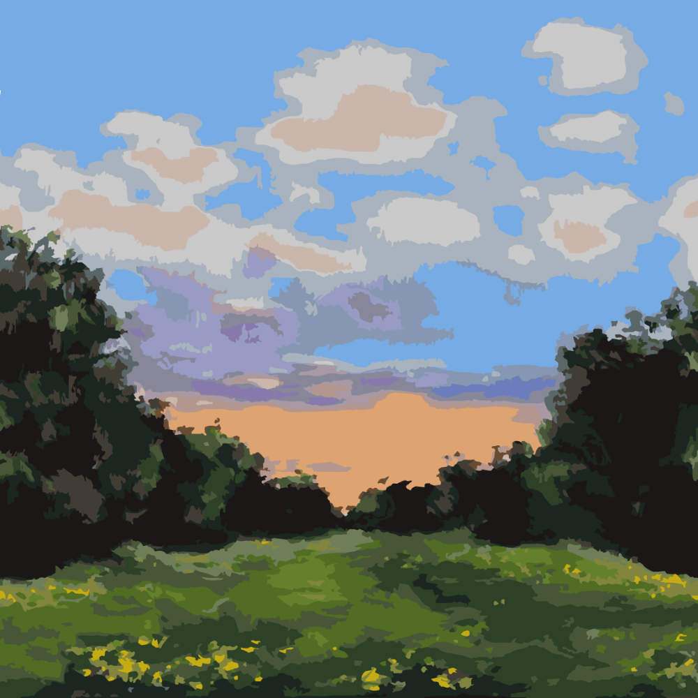 Paint by Numbers - Meadow Stream at Dusk - by Mariia Sukalova