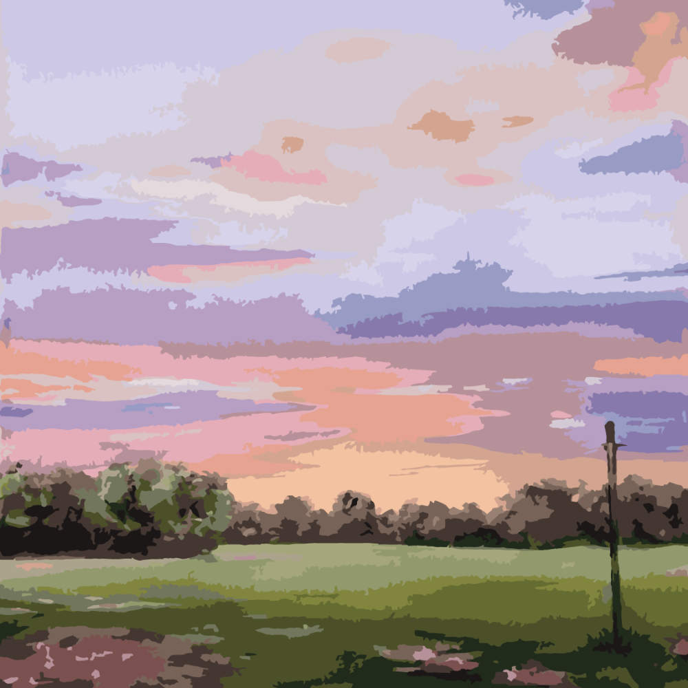 Paint by Numbers - Meadow Stream at Dusk - by Mariia Sukalova