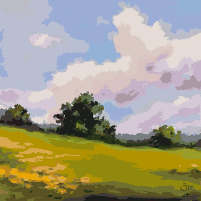 Paint by Numbers - Meadow Stream at Dusk - by Mariia Sukalova