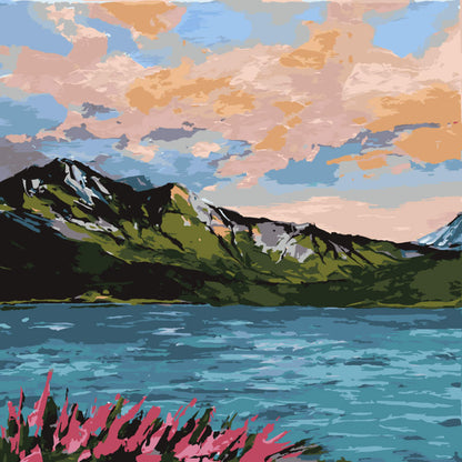 Paint by Numbers - Meadow Stream at Dusk - by Mariia Sukalova