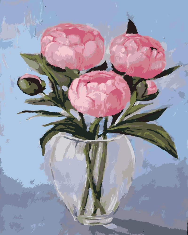 Paint by Numbers – Pink Peonies in a Vase - by Mariia Sukalova